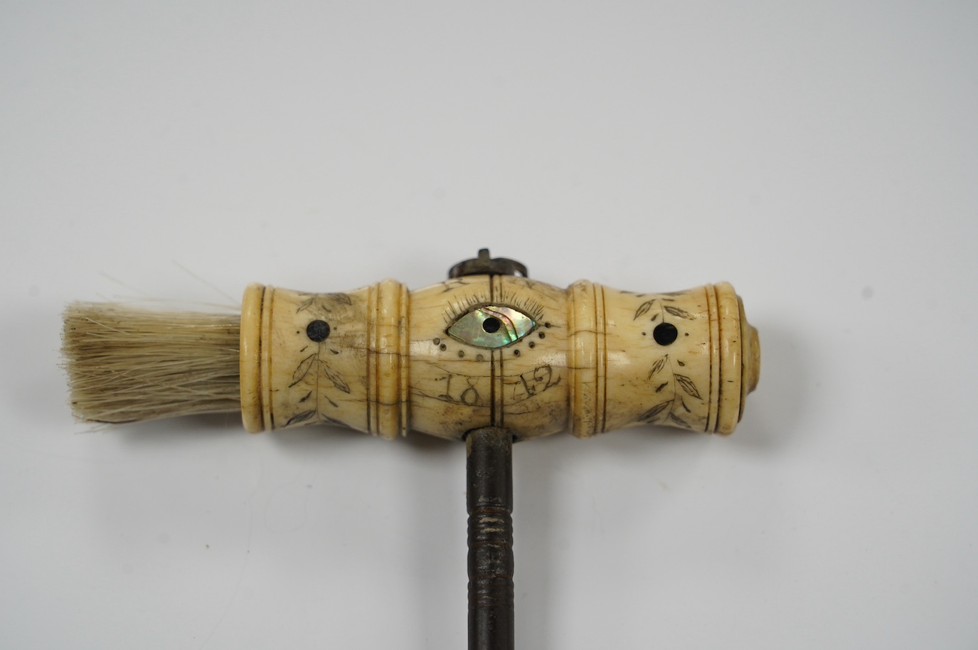 A Victorian bone handled corkscrew, inscribed 'Bark Salem, R.V. 1842'. Condition - good